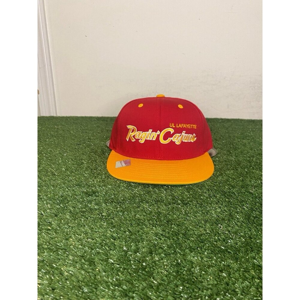 Vintage Louisiana Ragin Cajuns hat cap snap back yellow red script new Y2K retro